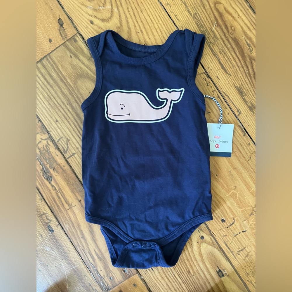 Vineyard Vines for Target Navy Blue Whale Graphic Baby Onesie (3-6 M) NWT